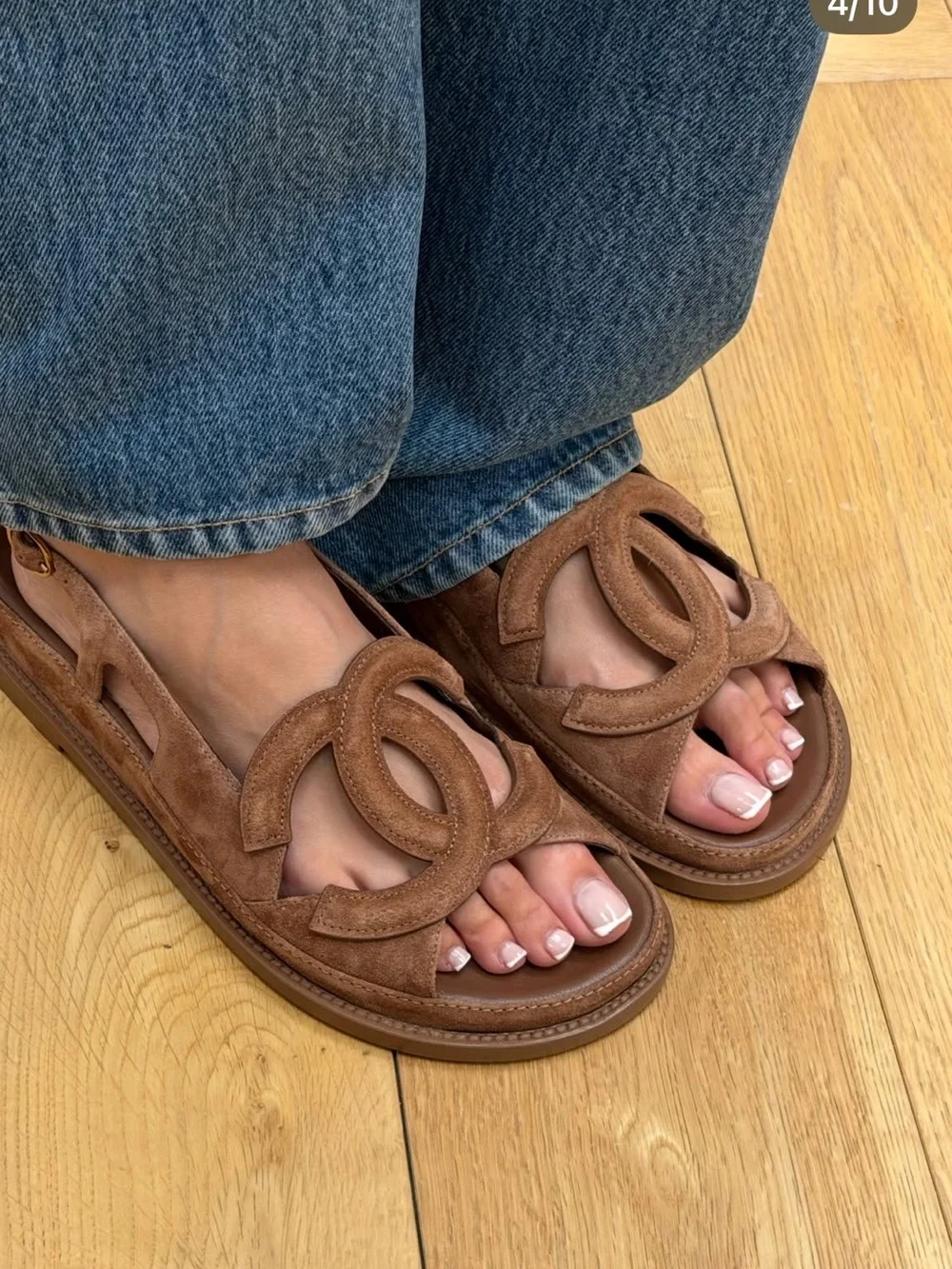 CHANEL Dad sandals 26B Blazy big CC logo suede sandals size 39.5